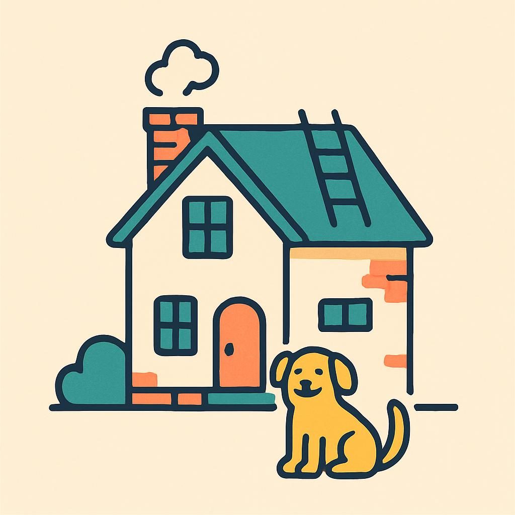Drawing of a house with a chimney